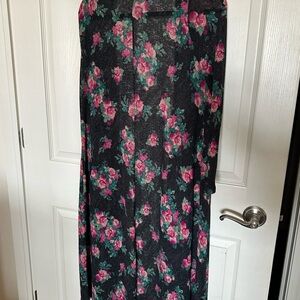 Floral Black duster sweater